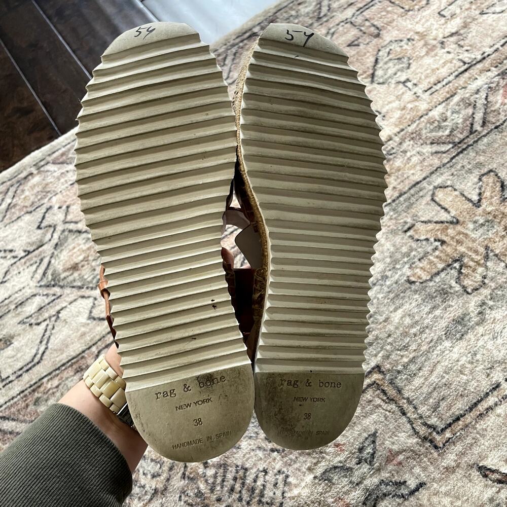 RAG & BONE Giza Leather Espadrille Sandals In Caramel Leather Size EU 38 - Picture 11 of 11